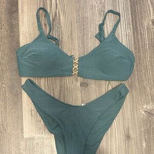 Aerie Teal Bikini Set with Gold Accent